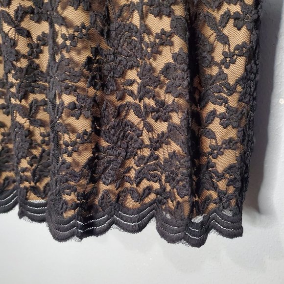 NWT Connected Apparel Black Lace, Nude Lined Sleeveless Cocktail Dress, 12 - Picture 3 of 9
